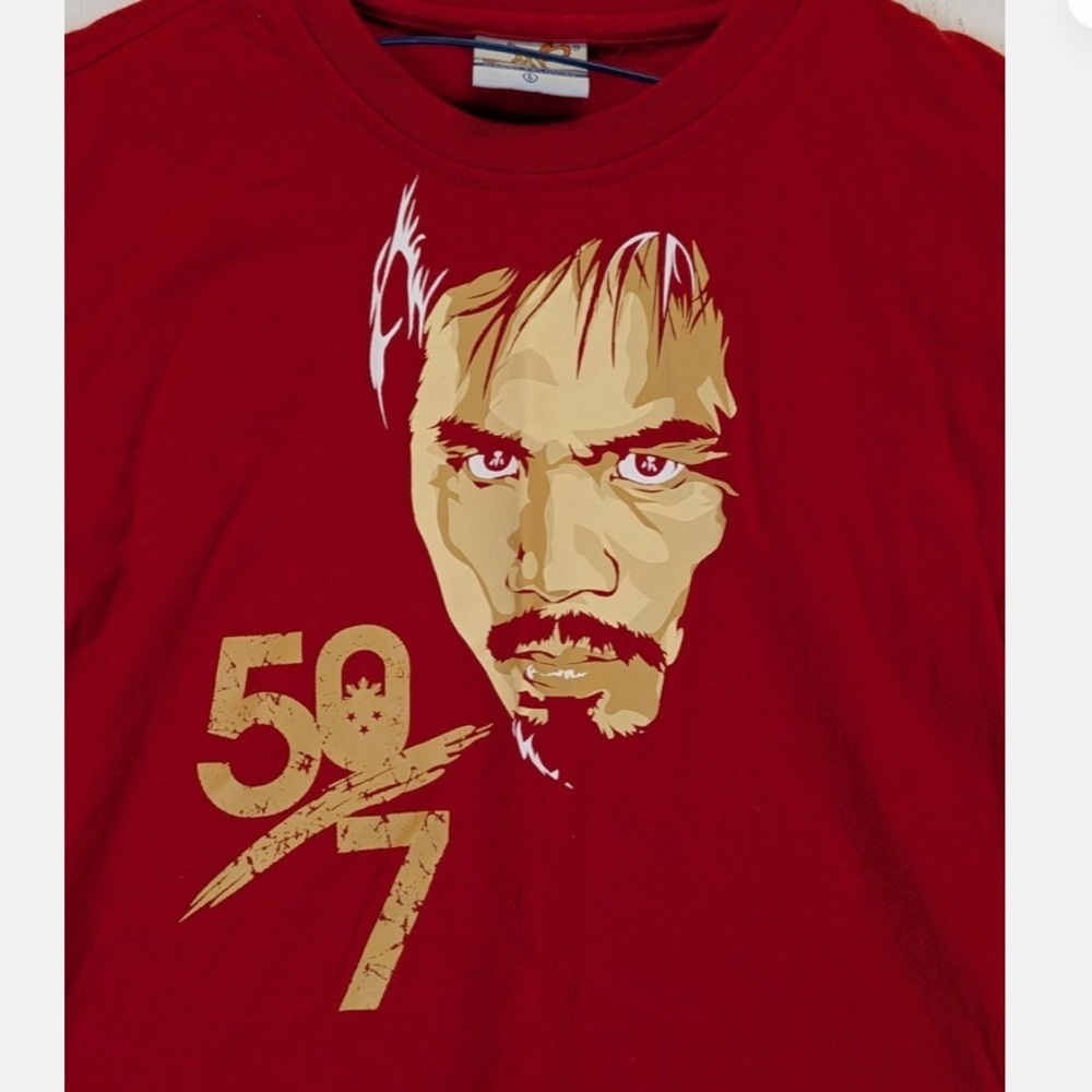 Manny Pacquiao 50th Victory Graphic T-shirt. Red Men's Size Large